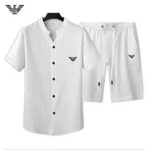 emporio armani manche courte survetement grandes marques  shirt and short sets ea2021 blanc